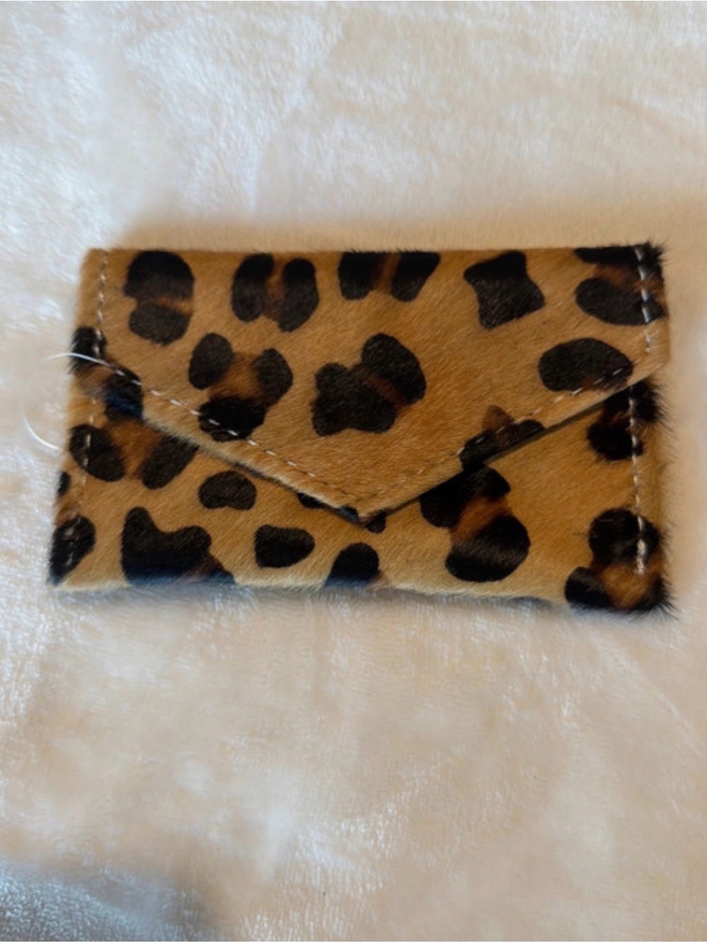 American Darling Leopard Print Envelope Card Holder Leather hide on